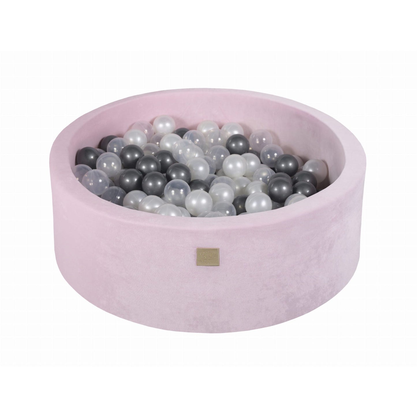 Round Ball Pit With 200 Balls, 90x30cm, Light Pink, Velvet