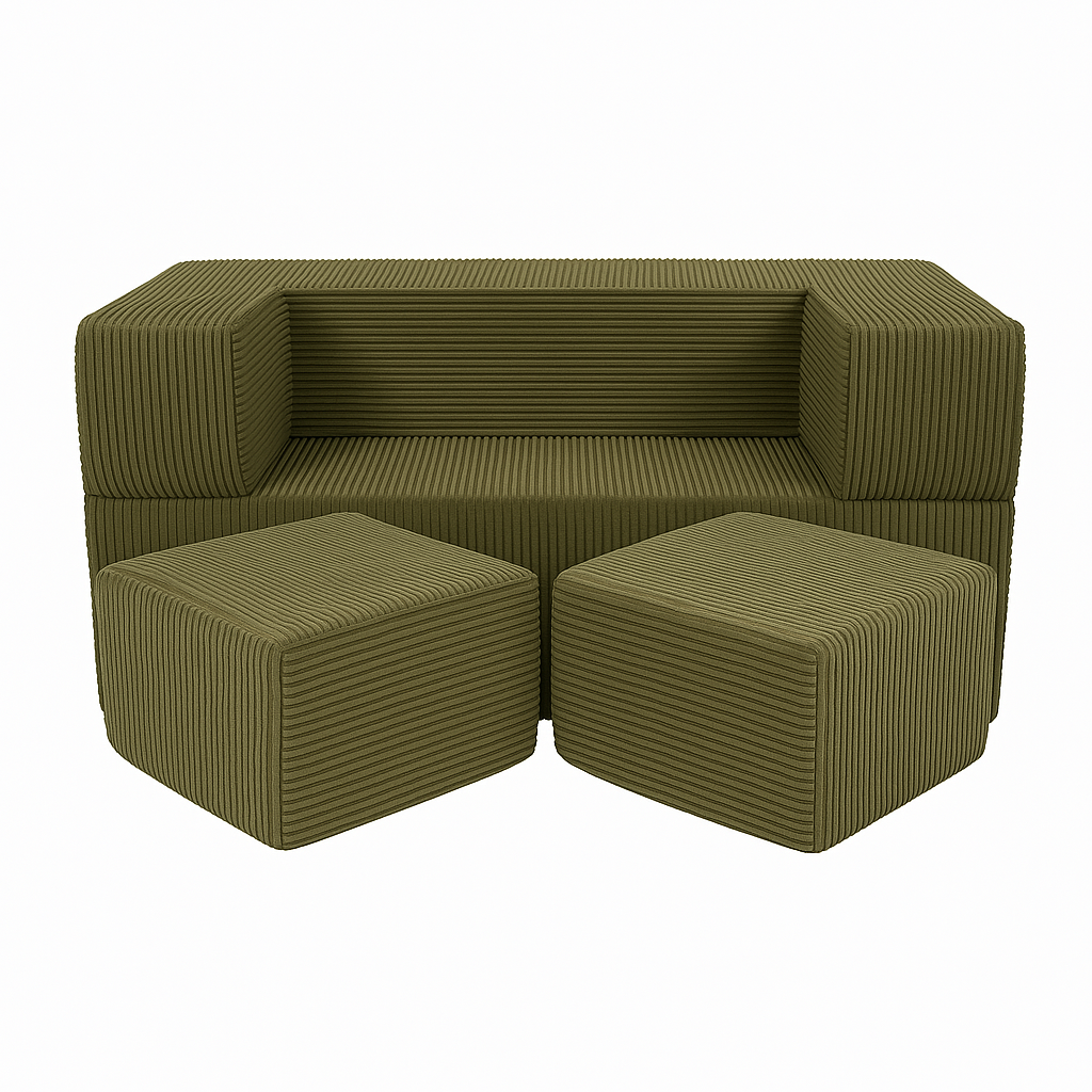 Aesthetic Cube Kids Sofa, Khaki