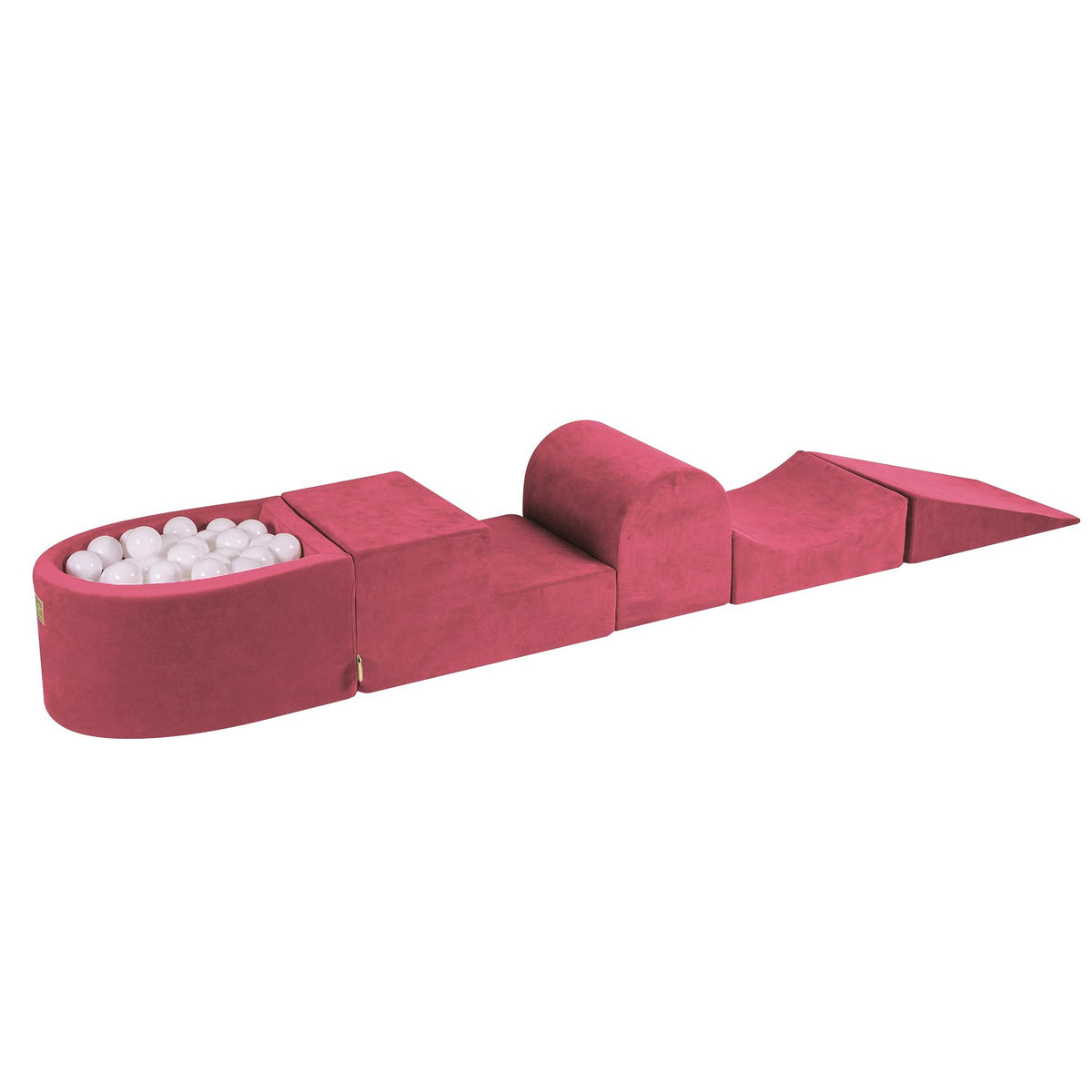 Velvet Foam 3 Elements Playset with Ball Pit 90x30cm with 200 Balls Raspberry Red