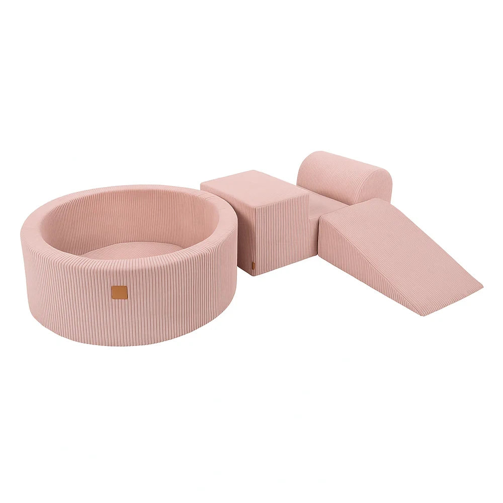 Aesthetic Foam 3 Elements Playset with Ball Pit 90x30cm, Corduroy, Pink without Balls