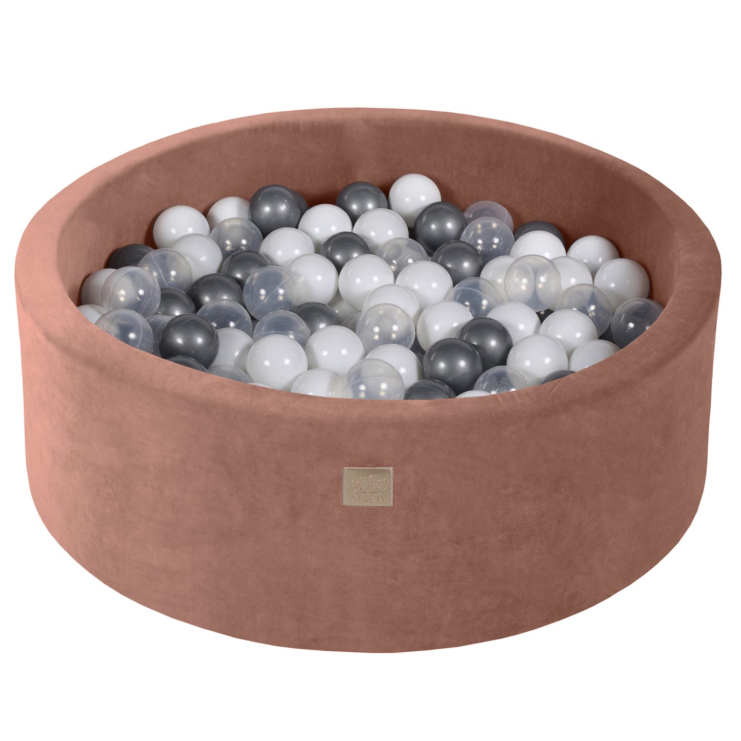 Round Ball Pit With 200 Balls, 90x30cm, Beige, Velvet