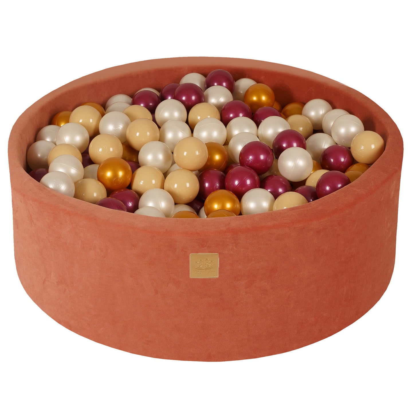Round Ball Pit With 200 Balls, 90x30cm, Marsala Red, Velvet
