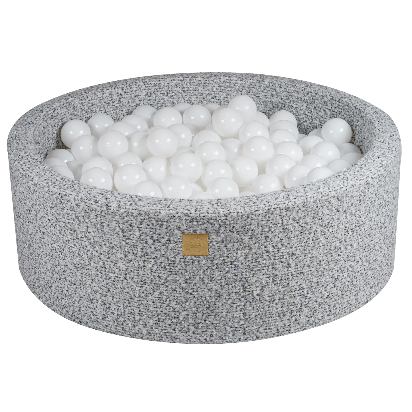 Round Ball Pit With 200 Balls, 90x30cm, Marled Grey, Boucle