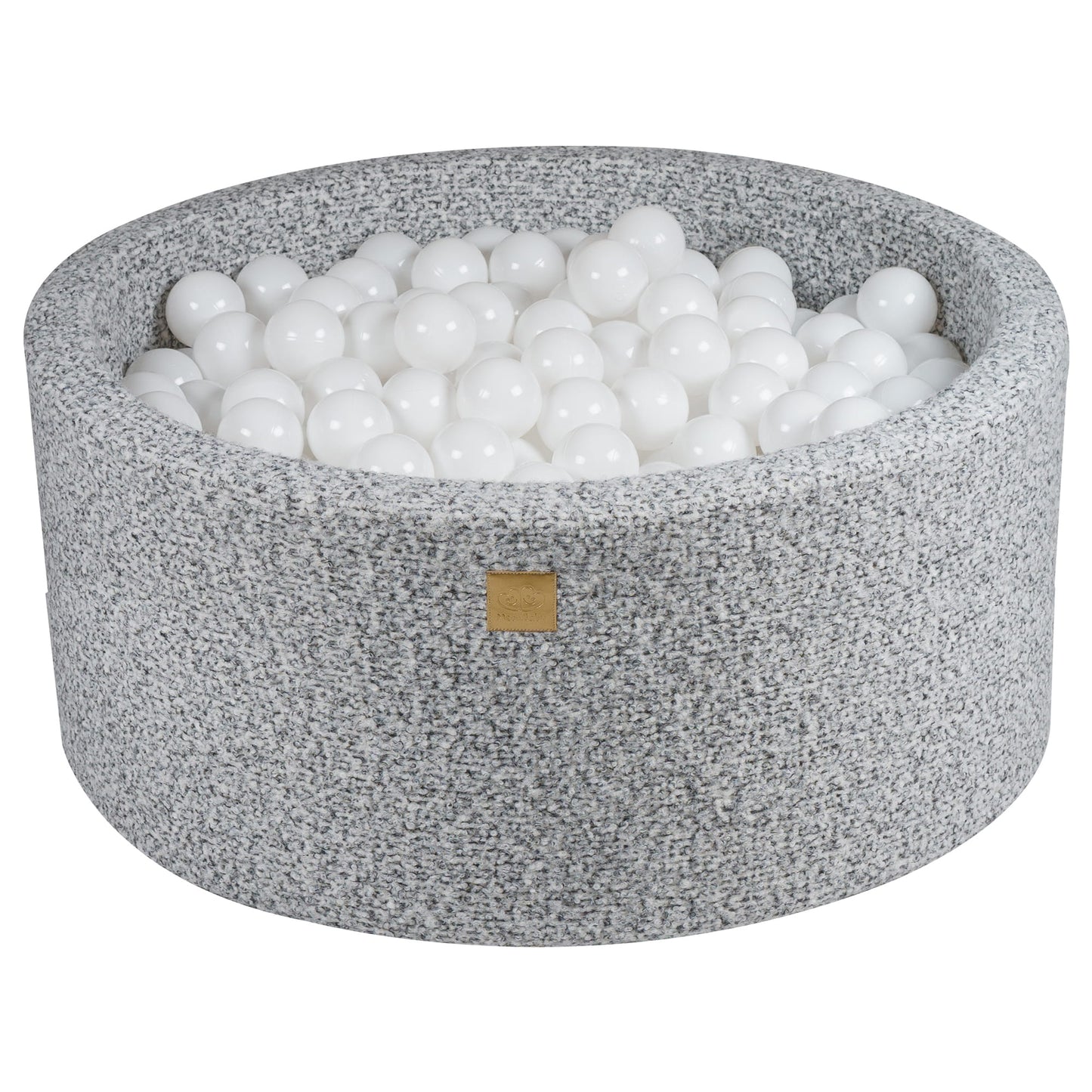 Round Ball Pit With 300 Balls, 90x40cm, Marled Grey, Boucle