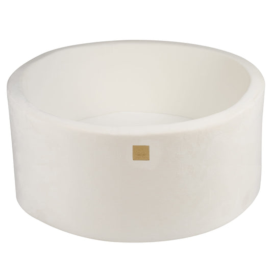 Round Ball Pit Without Balls, 90x40cm, White, Supersoft Velvet