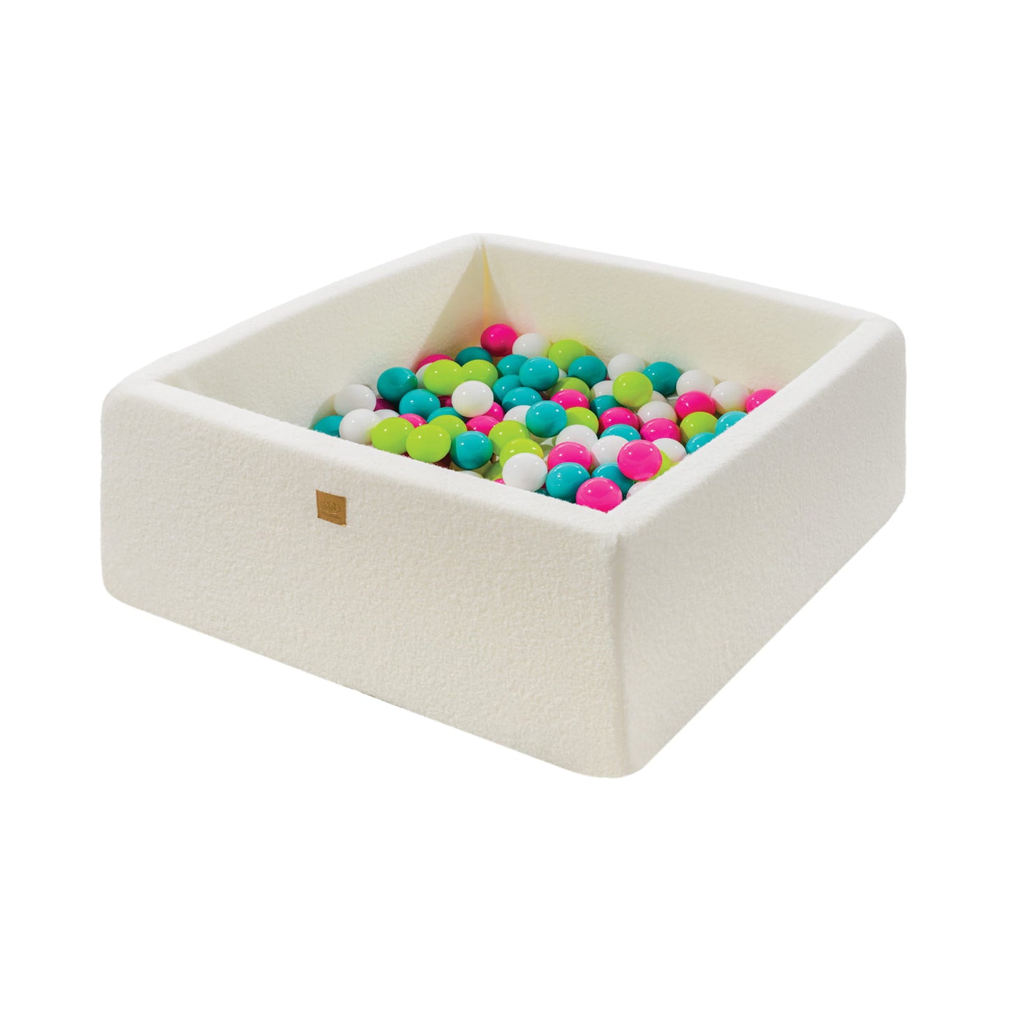 Square Ball Pit With 400 Balls, 110x110x40cm, White, Boucle