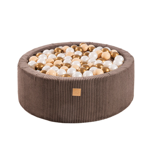 Round Ball Pit With 200 Balls, 90x30cm, Brown, Aesthetic