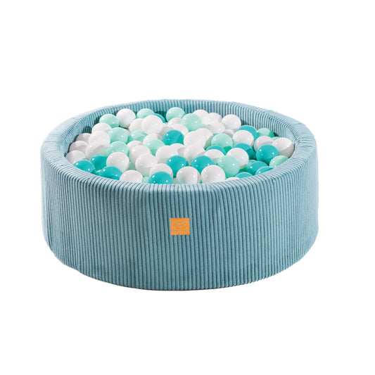 Round Ball Pit With 200 Balls, 90x30cm, Turquoise, Aesthetic