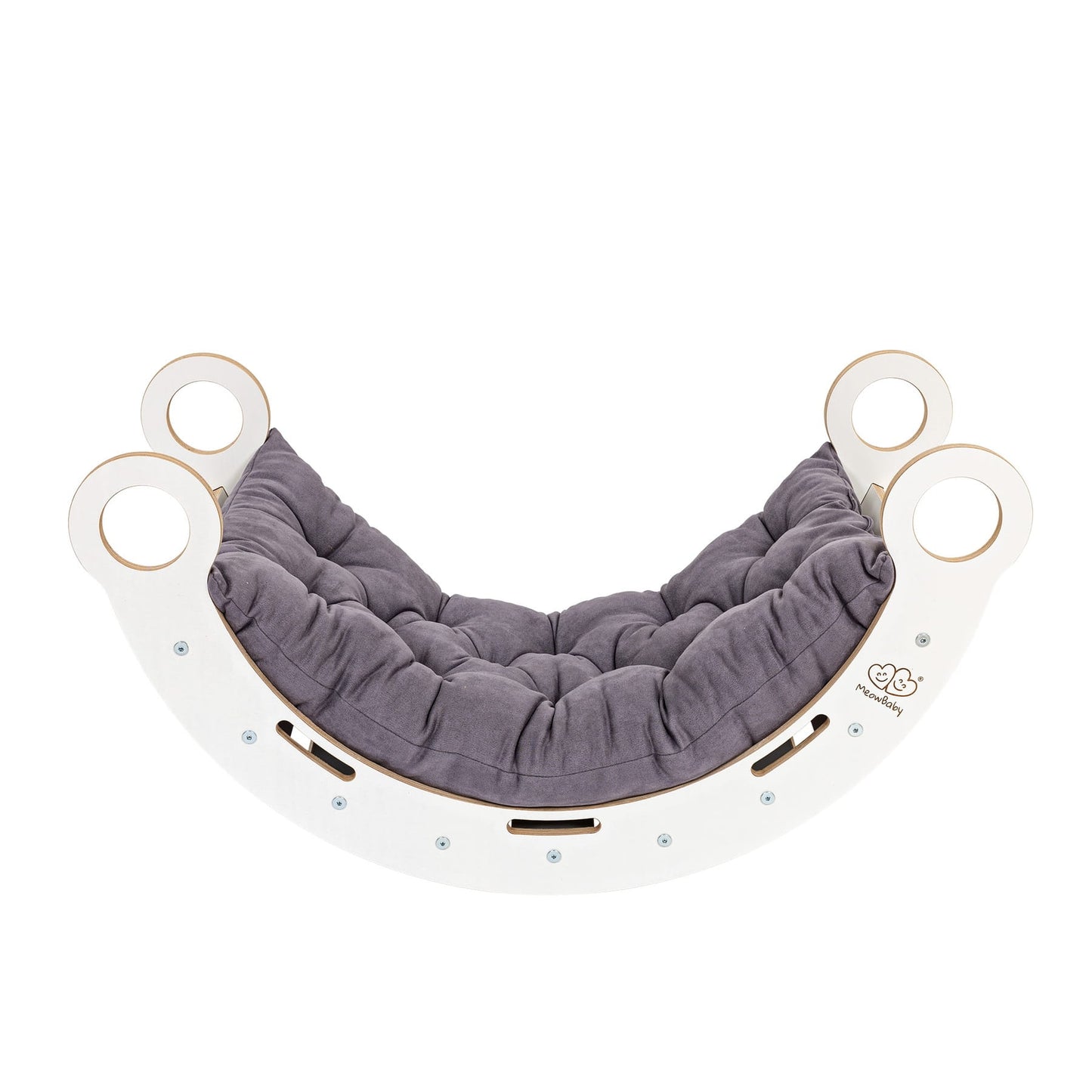 Medium Dream Rocker White Wood & Slide & Ladder With Grey Pillow