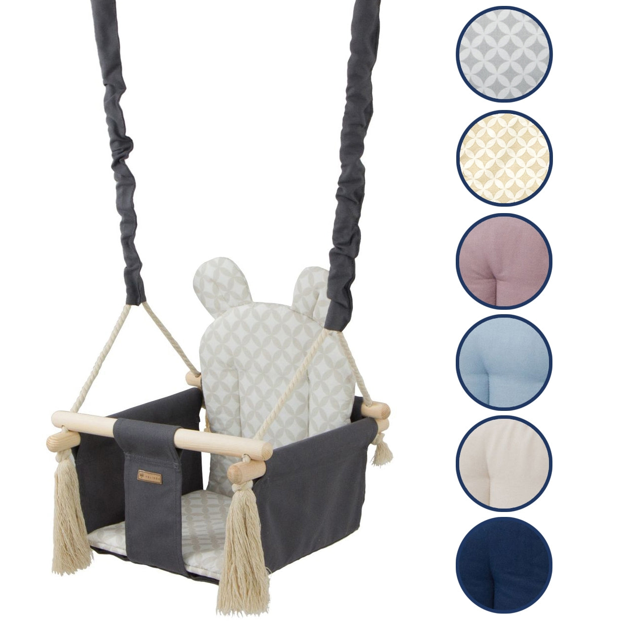 Velinda Baby & Toddler Swing Chair - Soft Cotton Seat - Indoor/Outdoor Use - Handmade for Kids
