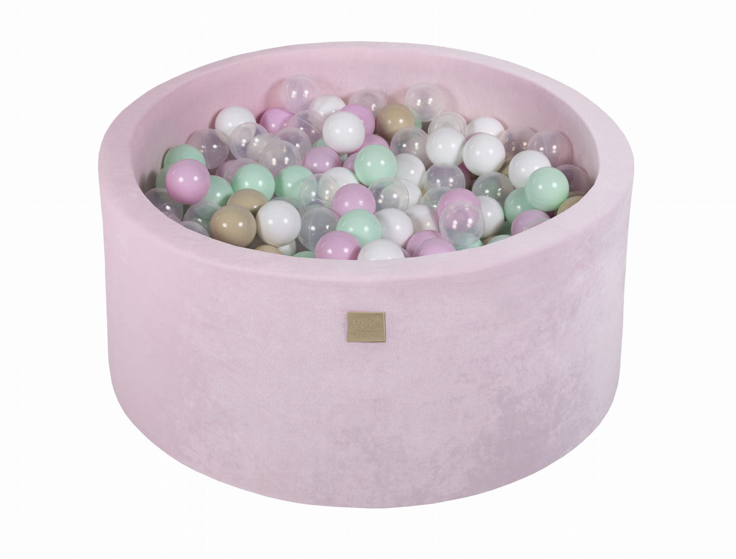 Round Ball Pit With 300 Balls, 90x40cm, Light Pink, Velvet