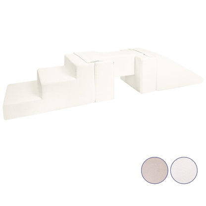 Soft Play Set 5 Blocks Footbridge with Slide Bouclé