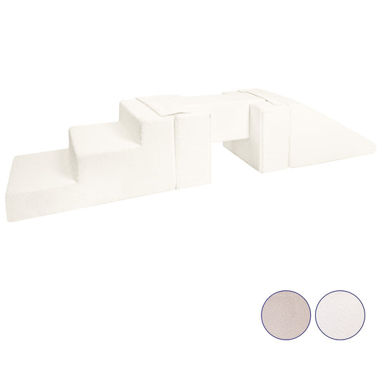 Soft Play Set 5 Blocks Footbridge with Slide Bouclé