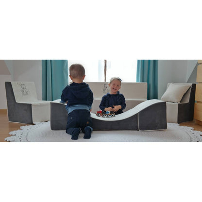 Velinda 3-in-1 Kids Foam Coach - Comfy Pouffe - Table & Seat - Play & Relax Furniture