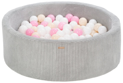 Velinda Soft Play Ball Pit with 300 Balls - Corduroy Fabric, 90cm, Kids Play Toy