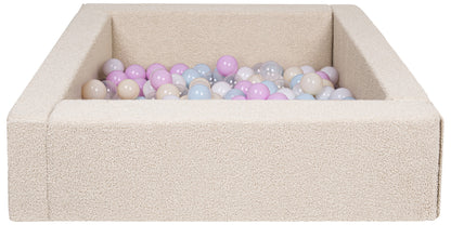 Square Bouclé Ball Pit with 200 Balls, 5 Elements