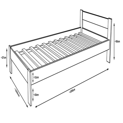 Velinda Kids Bed - High-Quality Pine Wood - Universal Design - 190x90cm Mattress