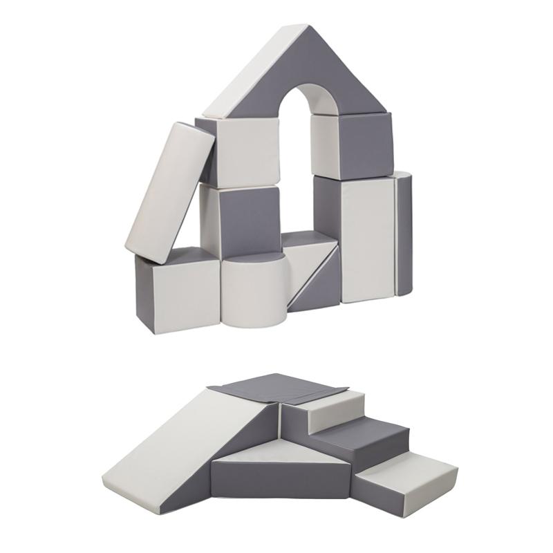 Grey Castle Playset & Slide & Step Soft Play Set – Foam - Adjustable