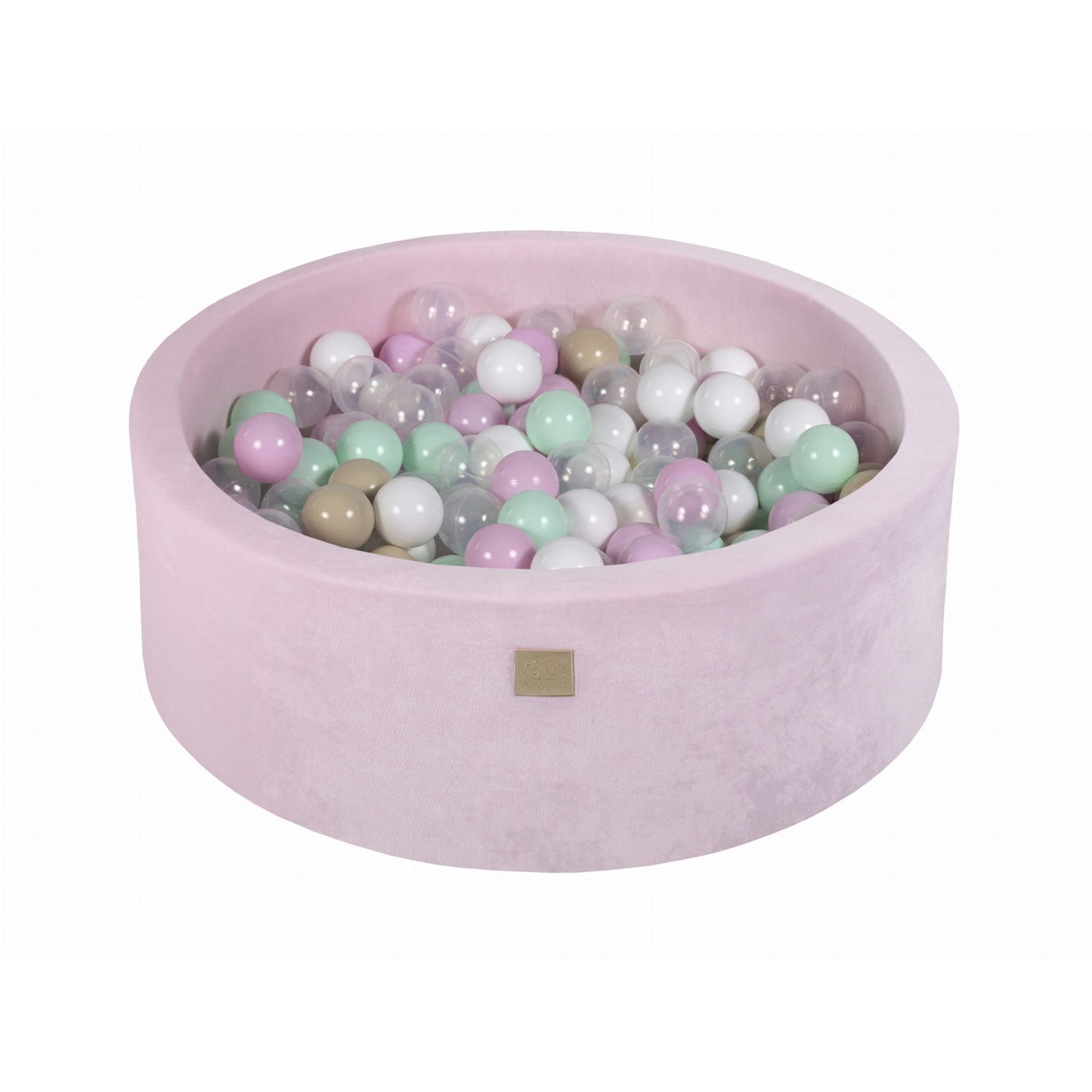 Round Ball Pit With 200 Balls, 90x30cm, Light Pink, Velvet