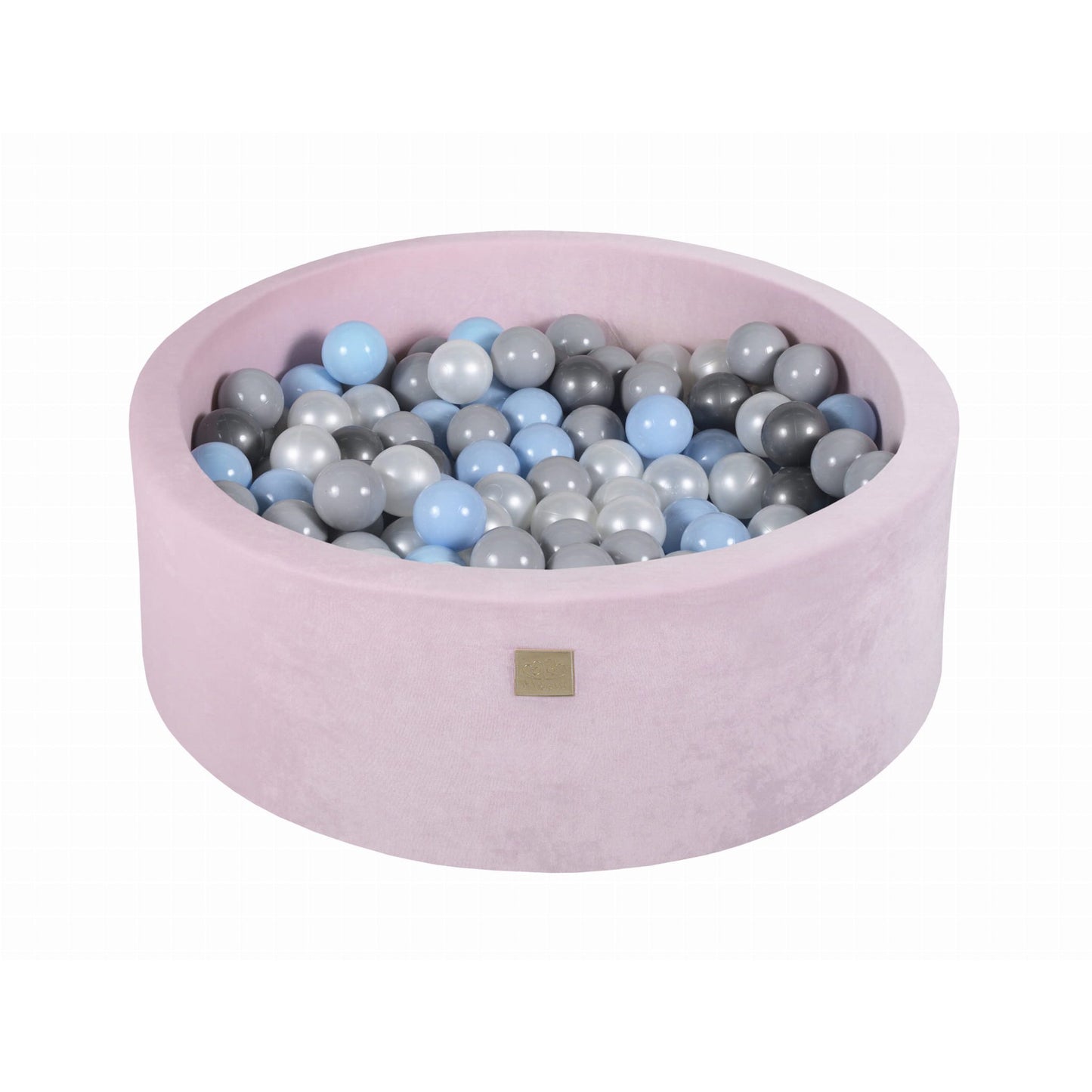 Round Ball Pit With 200 Balls, 90x30cm, Light Pink, Velvet