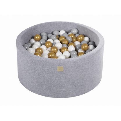 Round Ball Pit With 300 Balls, 90x40cm, Light Grey, Velvet