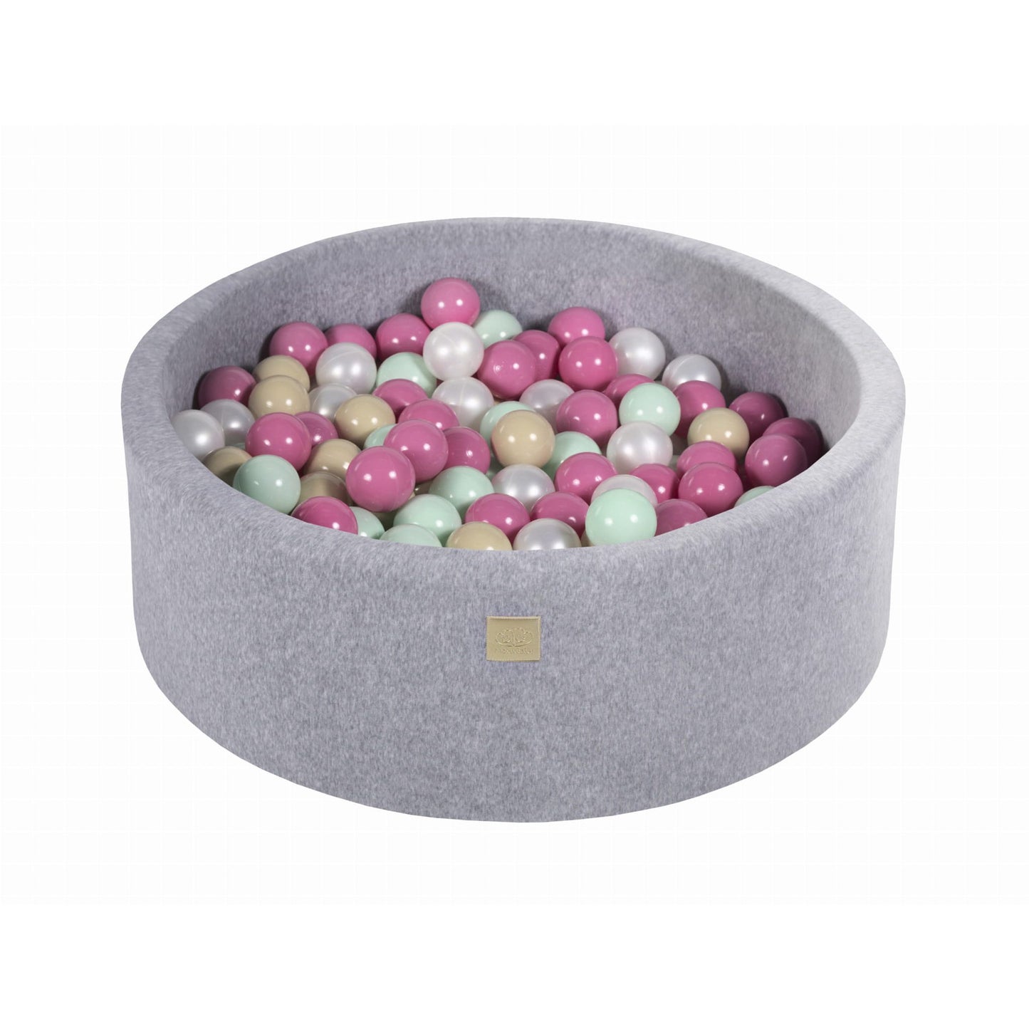 Round Ball Pit With 200 Balls, 90x30cm, Light Grey, Velvet