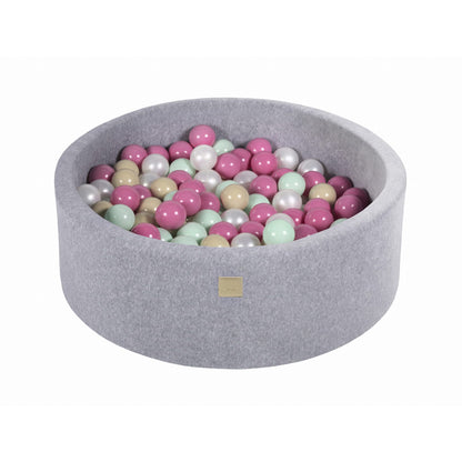 Round Ball Pit With 200 Balls, 90x30cm, Light Grey, Velvet