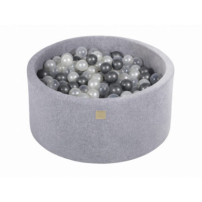 Round Ball Pit With 300 Balls, 90x40cm, Light Grey, Velvet