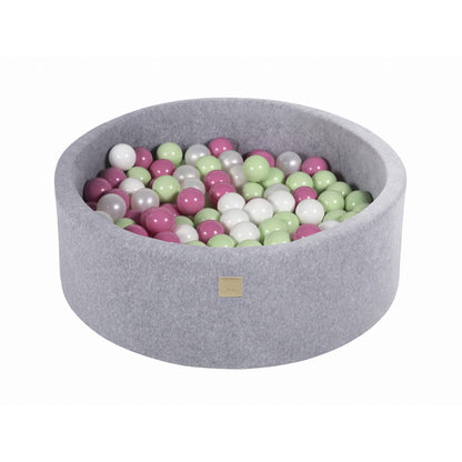 Round Ball Pit With 200 Balls, 90x30cm, Light Grey, Velvet