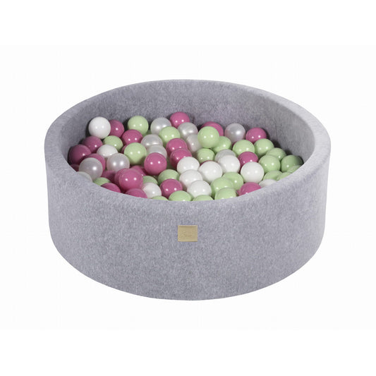 Round Ball Pit With 200 Balls, 90x30cm, Light Grey, Velvet