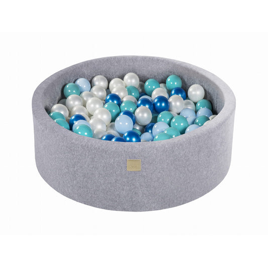 Round Ball Pit With 200 Balls, 90x30cm, Light Grey, Velvet