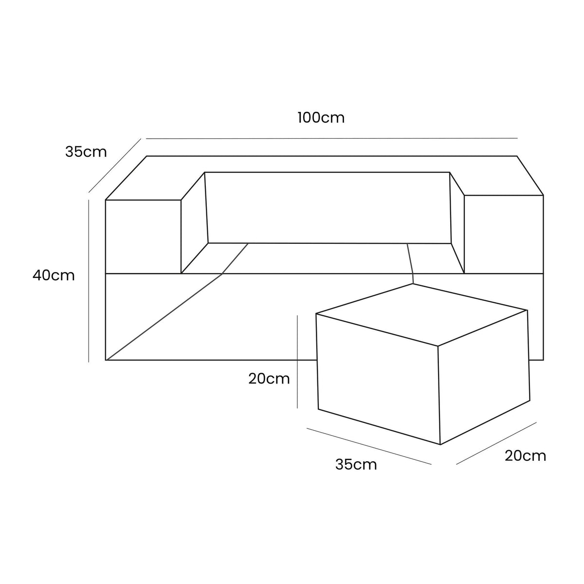 Aesthetic Sofa Bricks Ecru size guide
