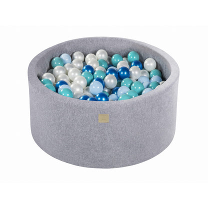 Round Ball Pit With 300 Balls, 90x40cm, Light Grey, Velvet