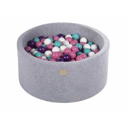 Round Ball Pit With 300 Balls, 90x40cm, Light Grey, Velvet