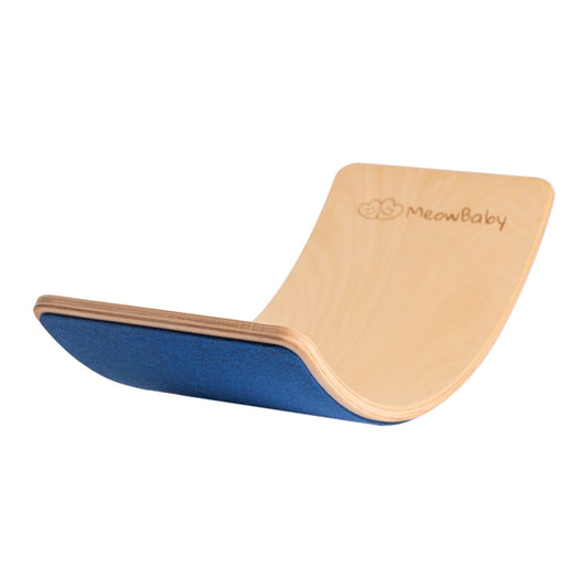 Wooden Balance Board 80x30cm, Natural, Blue Felt