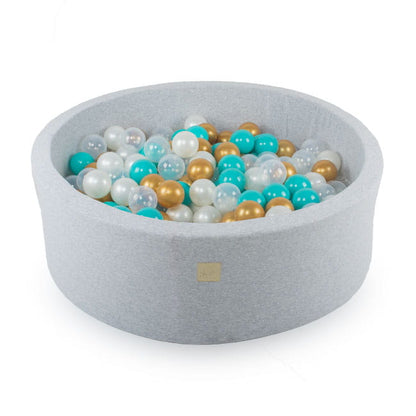 Round Ball Pit With 250 Balls, 90x40cm, Light Grey, Cotton, Model Dreams