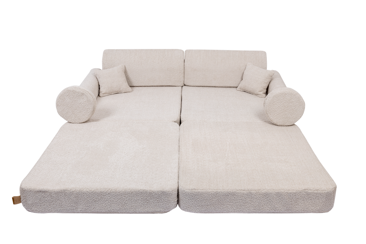 Boucle Premium Kids Sofa, Champagne Ecru