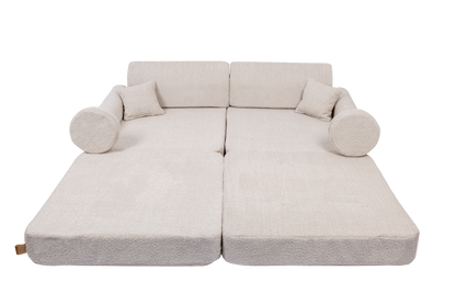 Boucle Premium Kids Sofa, Champagne Ecru