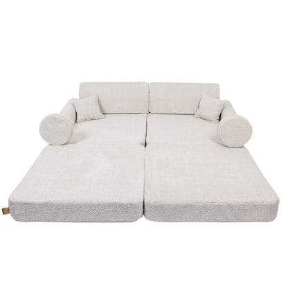 Boucle Premium Kids Sofa, Champagne Ecru