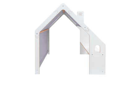 Wooden White House with Blue Roof