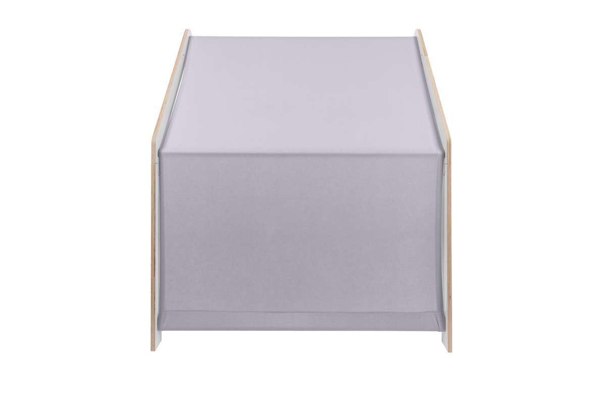 Wooden White House with Blue Roof