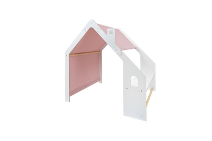 Wooden White House with Pink Roof