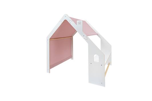 Wooden White House with Pink Roof