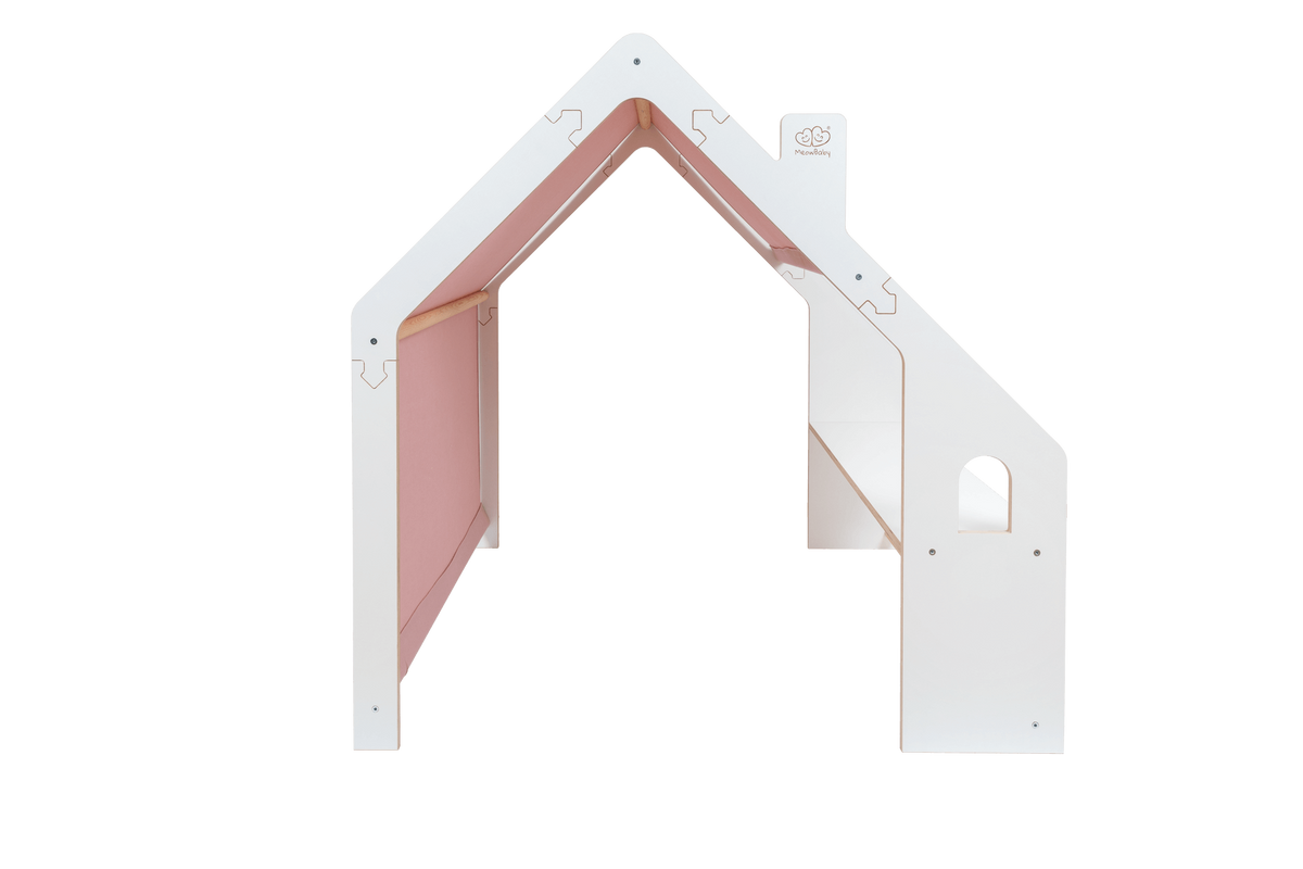 Wooden White House with Pink Roof