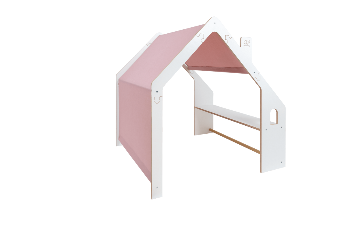 Wooden White House with Pink Roof