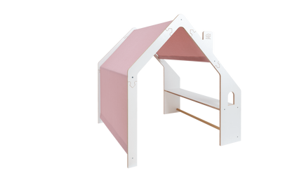 Wooden White House with Pink Roof