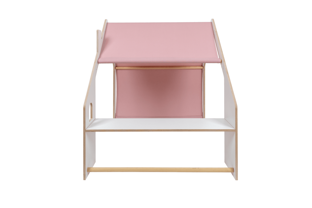 Wooden White House with Pink Roof