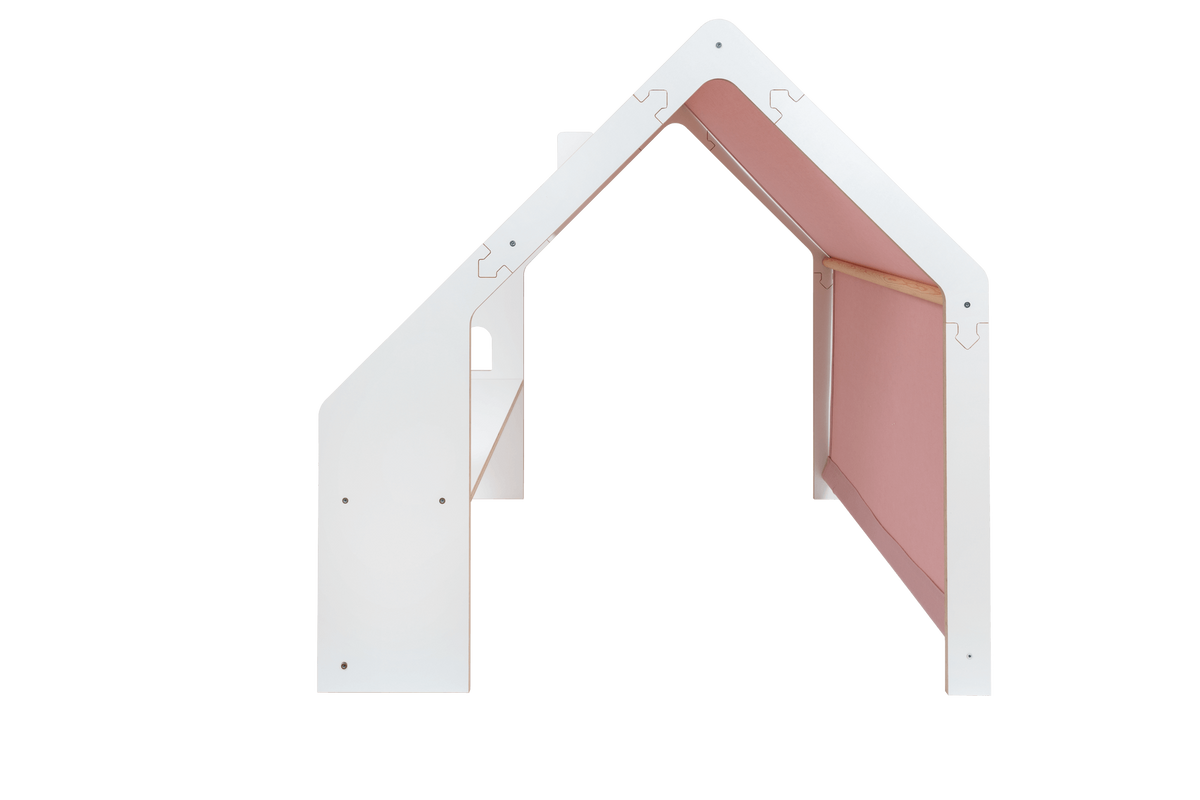 Wooden White House with Pink Roof