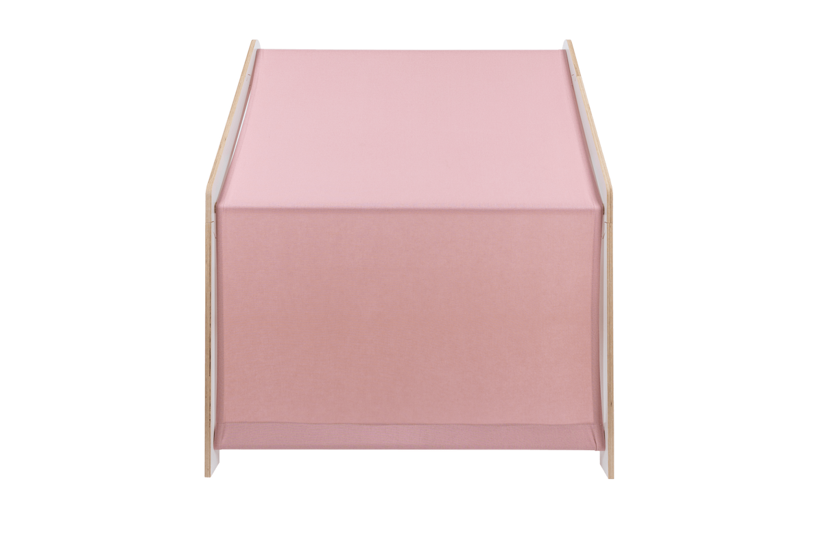 Wooden White House with Pink Roof