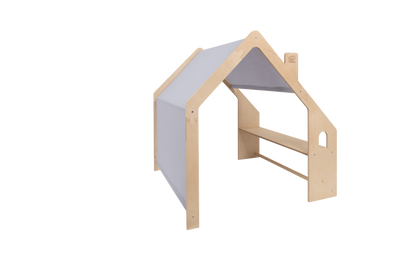 Wooden House with Blue Roof